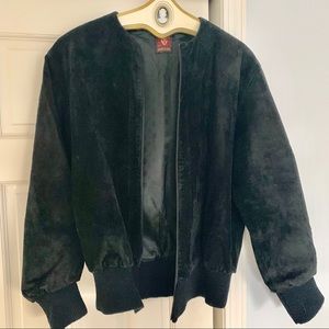 Anne Klein black suede bomber jacket